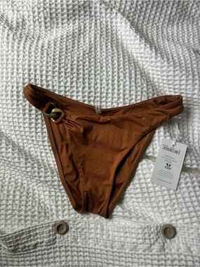 Vitamin A Brown Bikini Bottom NWT with Gold Accent